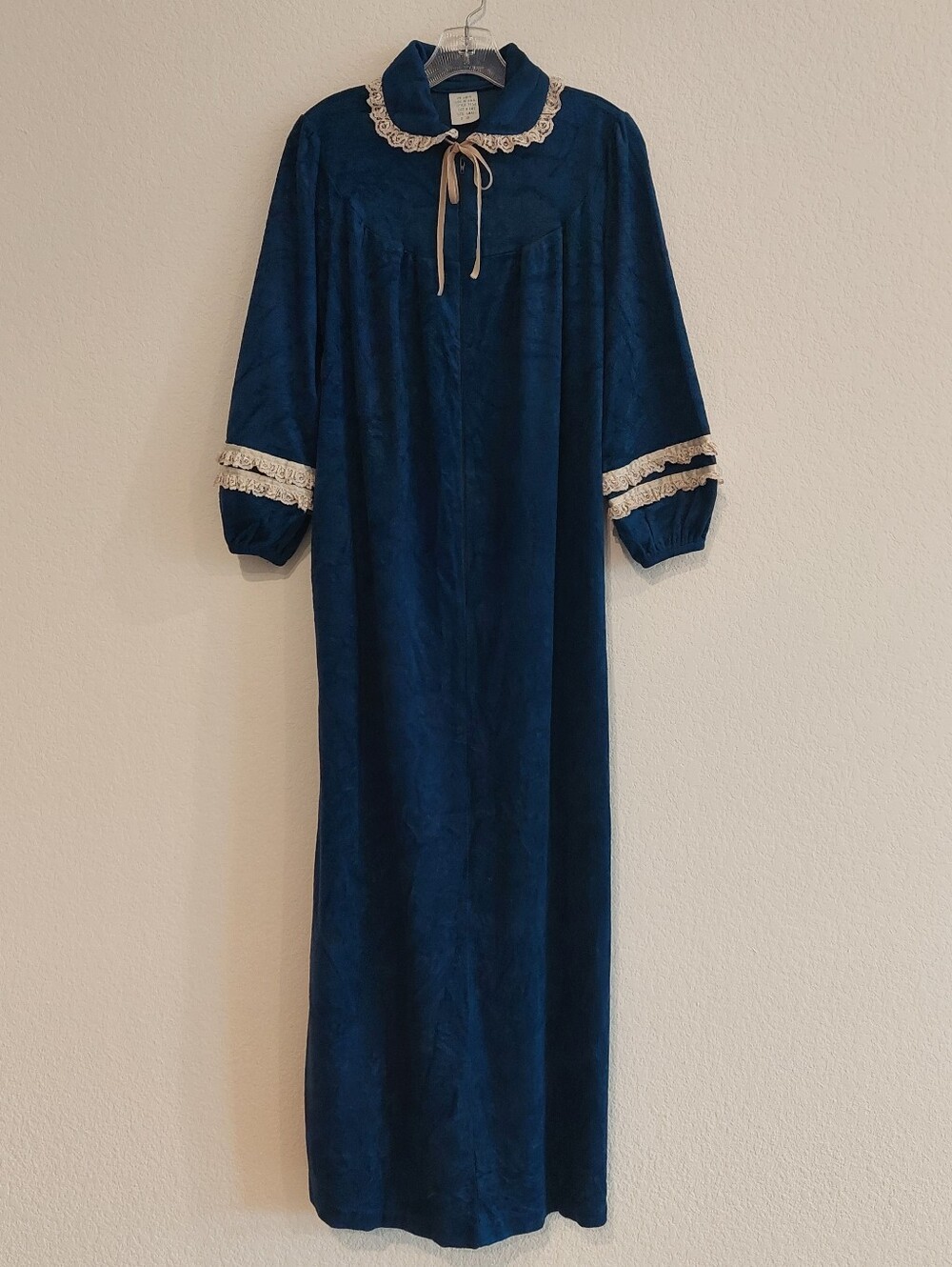 Vintage Royal Blue Long Nightgown with Lace Trim NWOT